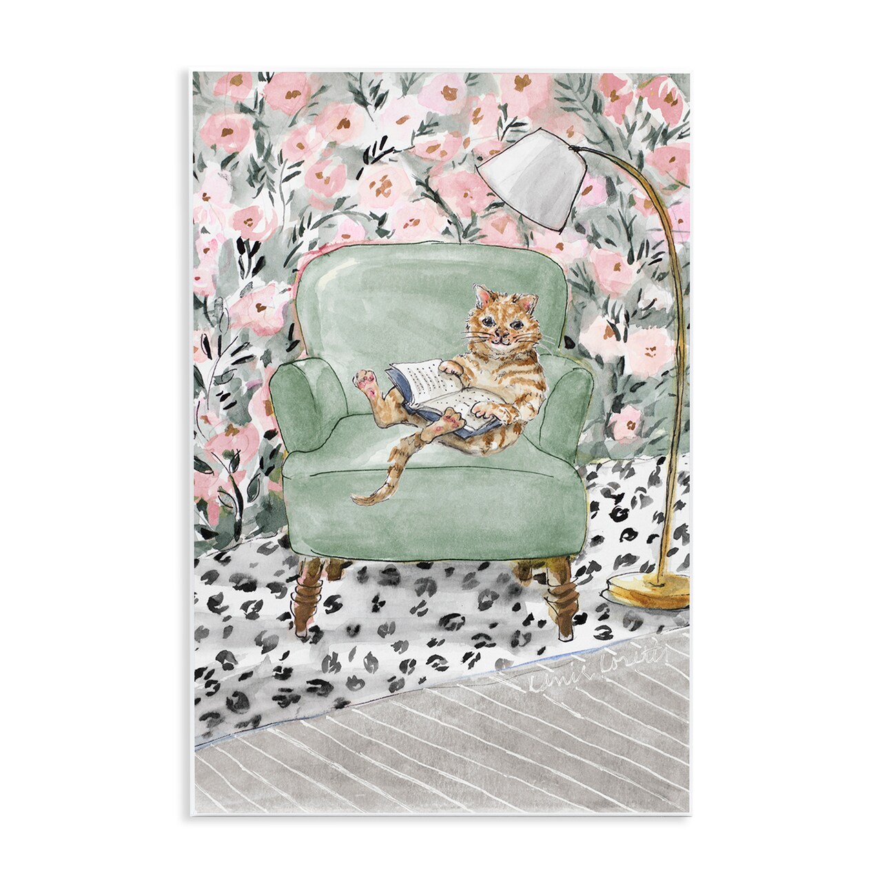 Stupell Industries Cozy Cat Reading Wall Plaque, design by Lanie Loreth
